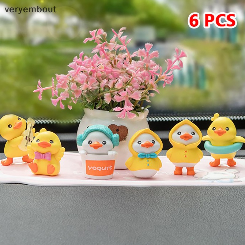 Bộ 6 Tượng Vịt Con mini Dễ Thương Dùng Trang Trí Xe Hơi