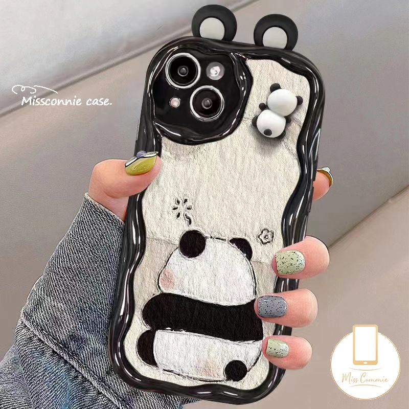 Ốp Điện Thoại Hình Gấu Trúc 3d Cho iphone 11 15 13 14 12 pro max xr 15 6 7 8 6s plus x xs max se 2020