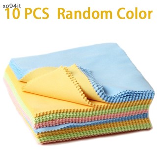 Xixi set 10 khăn lau mắt kính / màn hình / ống kính bằng sợi microfiber màu trơn 130mm * 130mm