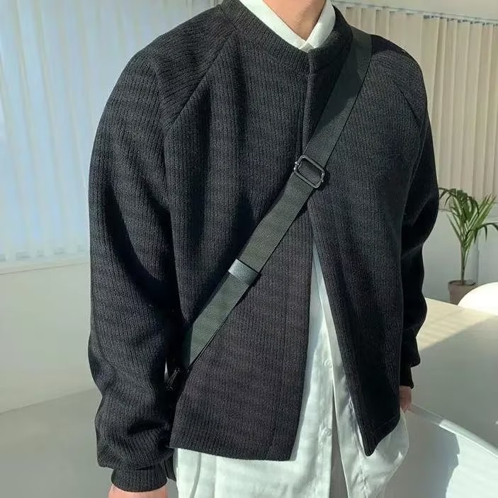 Áo khoác cardigan nam dệt kim dáng rộng cổ tròn Đơn giản thoải mái thời trang thu Đông chất lượng cao phong cách nhật bản cho nam