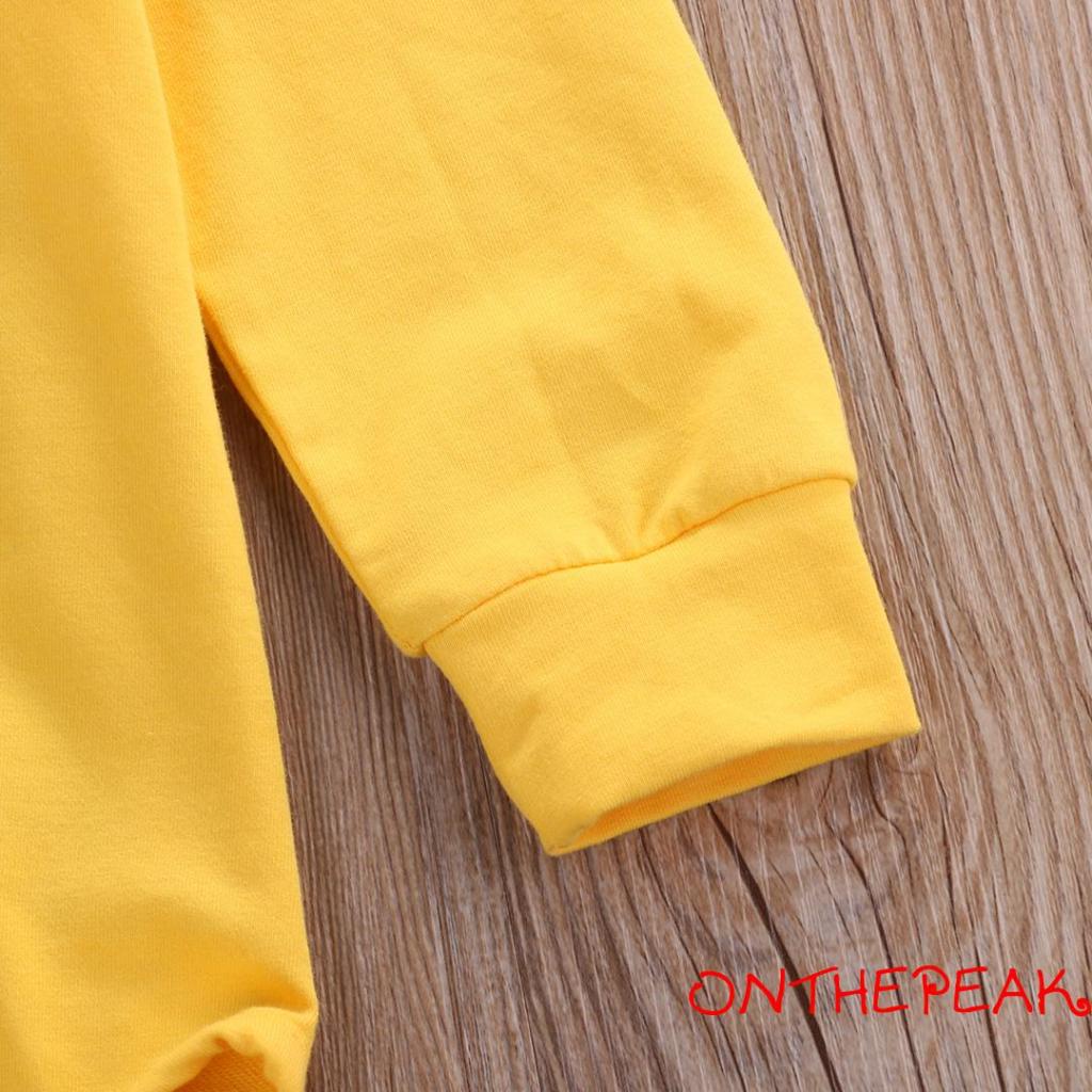 Ont-bộ Áo Liền Quần Liền Thân Tay Dài Có Mũ Trùm Hình pikachu Hoạt Hình Giản Dị Cho Bé Sơ Sinh