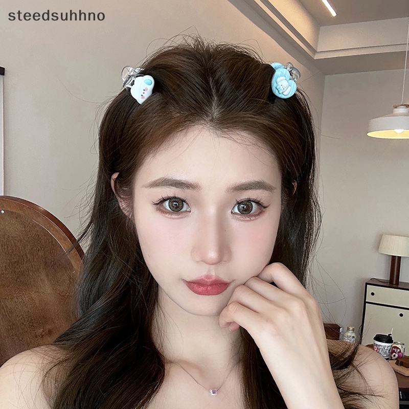 Steedsu Kẹp Tóc Hình Ngôi Sao / Trái Tim Màu Xanh Dương Ngọt Ngào Thoải Mái Thời Trang hhno