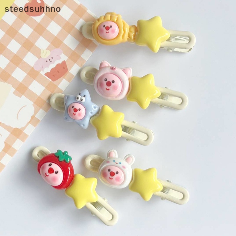 1 Kẹp Tóc Hình Ngôi Sao / Trái Dâu / Vịt Ngọt Ngào Dễ Thương Hno