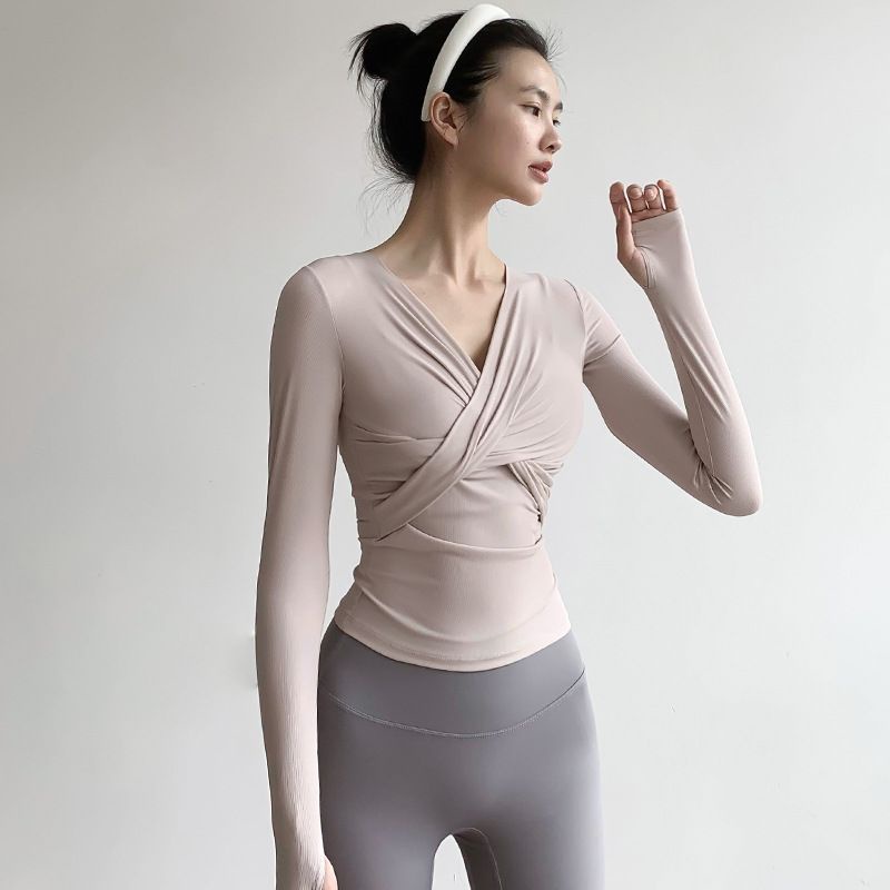 Áo Thun Tay Dài Cổ Chữ v Dáng Ôm Thời Trang Thu Đông Dành Cho Nữ