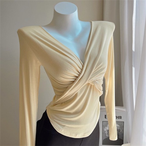 Áo Thun Tay Dài Cổ Chữ v Dáng Ôm Thời Trang Thu Đông Dành Cho Nữ