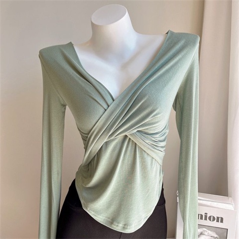 Áo Thun Tay Dài Cổ Chữ v Dáng Ôm Thời Trang Thu Đông Dành Cho Nữ