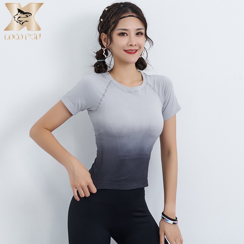 Loco Áo Thun Thể Thao Tay Ngắn Dáng Ôm Chất Liệu Mỏng Nhanh Khô Màu gradient Thời Trang Cao Cấp Cho Nữ