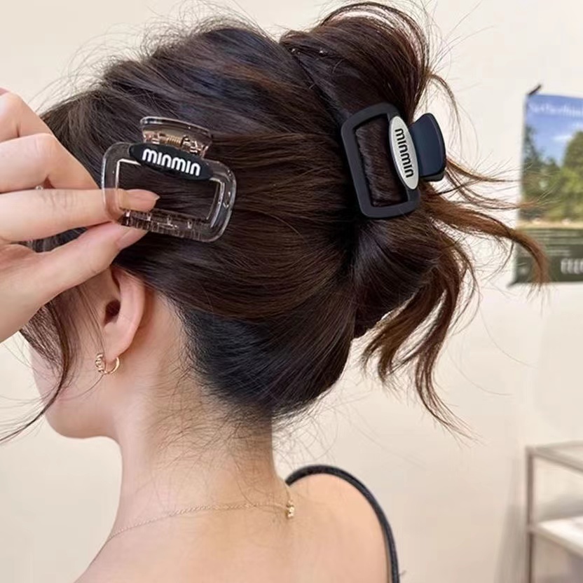 Kẹp Tóc Đuôi Ngựa Hình Vuông Màu Đen / Bạc Cao Cấp Thời Trang 2023