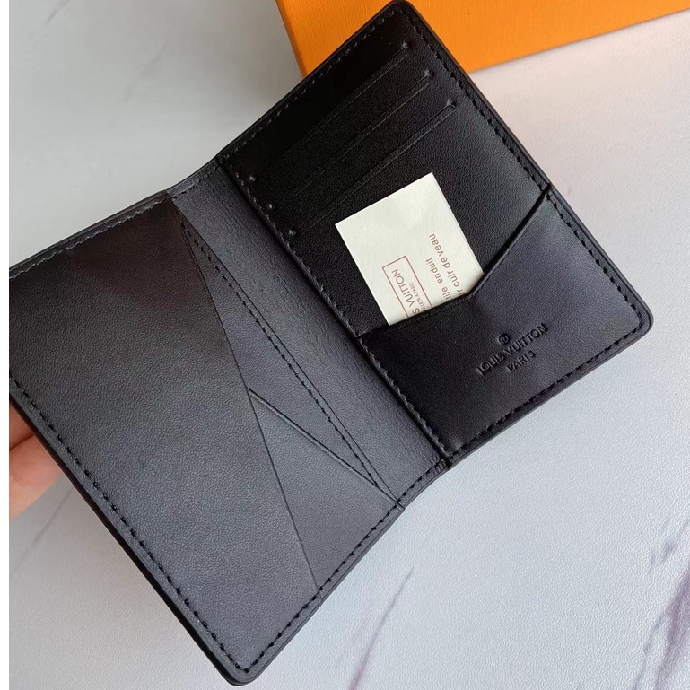 Ví Da Thật 100% Chính Hãng lv / louis vuitton Màu Đen Cho Nam