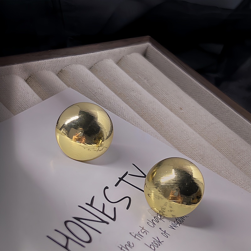 Bông Tai Tròn Bằng Kim Loại Đơn Giản Thời Trang Phong Cách Hàn Quốc