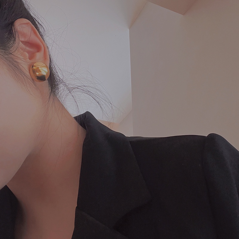 Bông Tai Tròn Bằng Kim Loại Đơn Giản Thời Trang Phong Cách Hàn Quốc