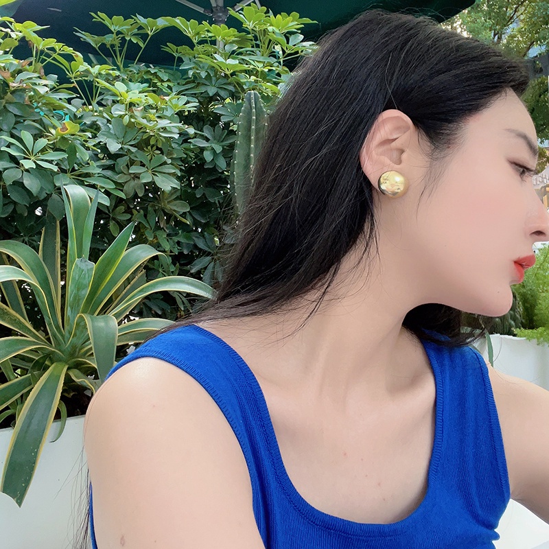 Bông Tai Tròn Bằng Kim Loại Đơn Giản Thời Trang Phong Cách Hàn Quốc