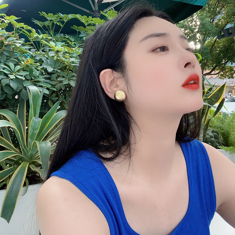 Bông Tai Tròn Bằng Kim Loại Đơn Giản Thời Trang Phong Cách Hàn Quốc