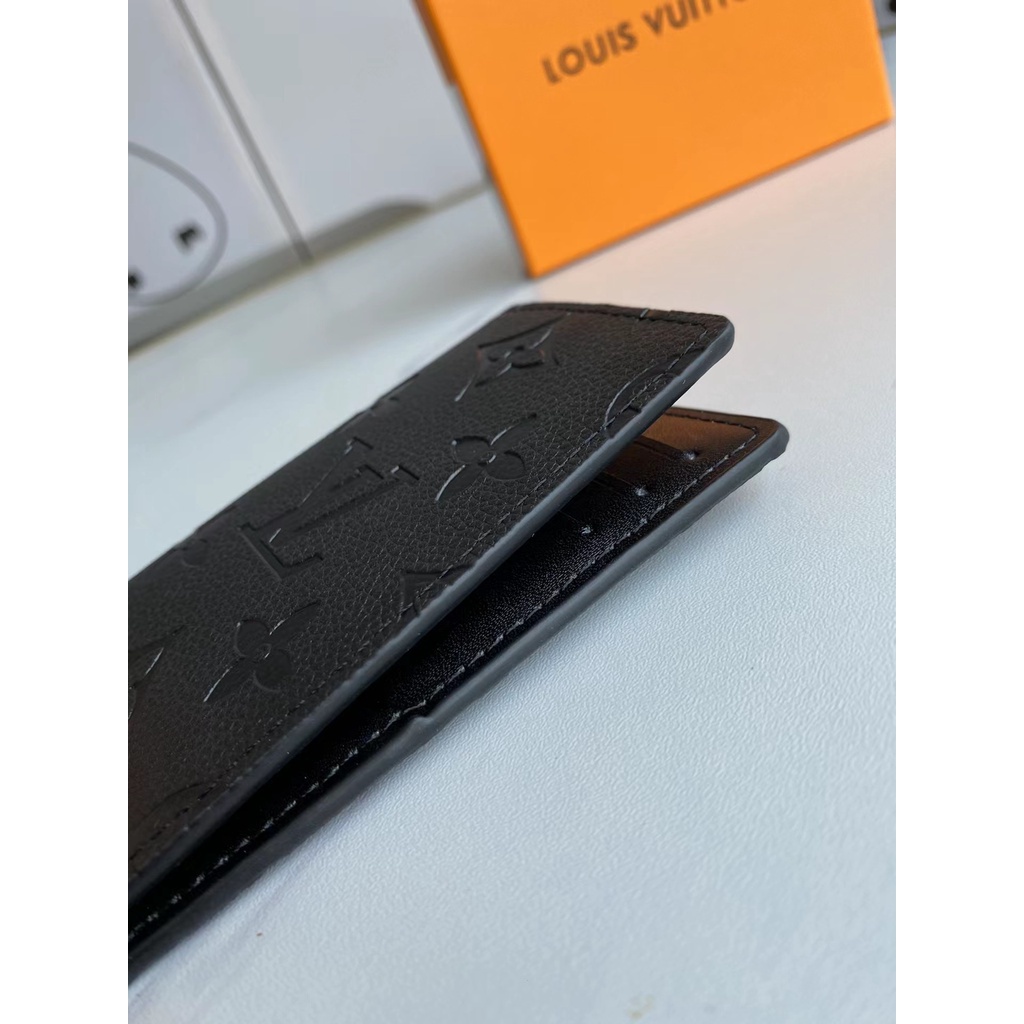 Ví Da Thật 100% Chính Hãng lv / louis vuitton Màu Đen Cho Nam