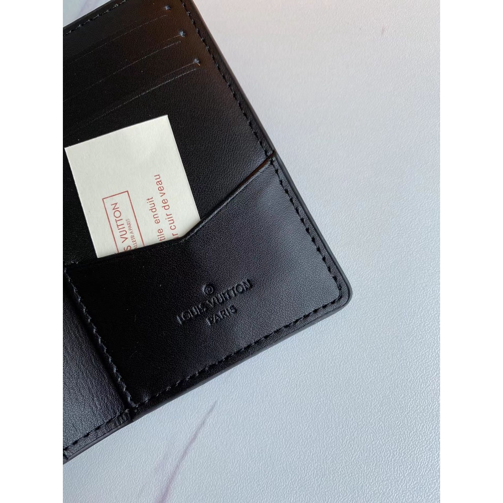 Ví Da Thật 100% Chính Hãng lv / louis vuitton Màu Đen Cho Nam