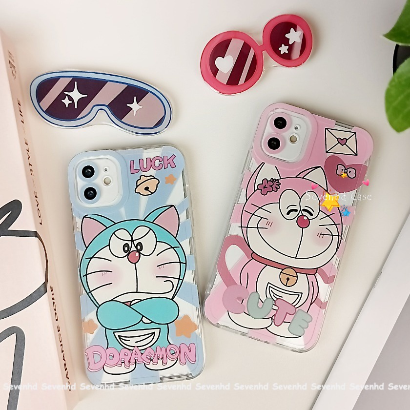 Ôp Điện Thoại Họa Tiết Hoạt Hình Doremon Mắt Thiên Thần Kèm Giá Đỡ Cho iphone 14 13 12 11 pro max se2020 x xr xs max 7 8 6 6s plus Ốp