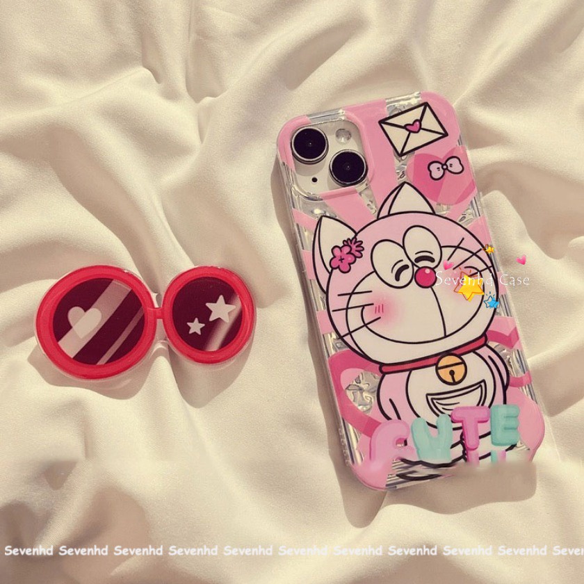 Ôp Điện Thoại Họa Tiết Hoạt Hình Doremon Mắt Thiên Thần Kèm Giá Đỡ Cho iphone 14 13 12 11 pro max se2020 x xr xs max 7 8 6 6s plus Ốp