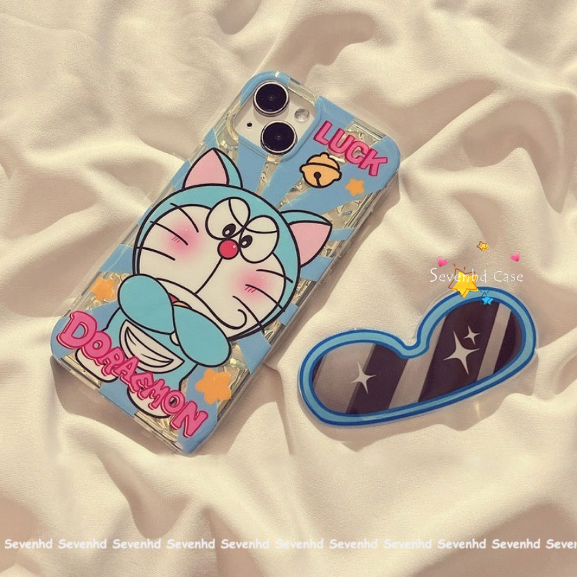 Ôp Điện Thoại Họa Tiết Hoạt Hình Doremon Mắt Thiên Thần Kèm Giá Đỡ Cho iphone 14 13 12 11 pro max se2020 x xr xs max 7 8 6 6s plus Ốp