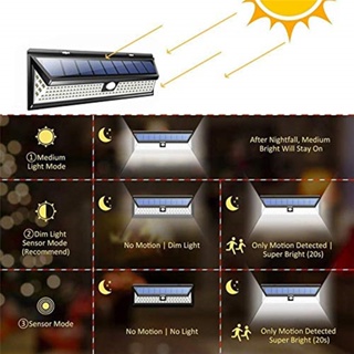 SHIHE Đèn tường cảm biến cơ thể năng lượng mặt trời 118LED Đèn sân vườn