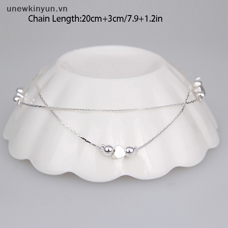Lắc Chân Mạ Bạc 925 Hình Trái Tim Xinh Xắn Cho Nữ vn