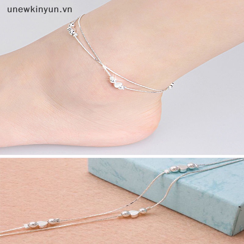 Lắc Chân Mạ Bạc 925 Hình Trái Tim Xinh Xắn Cho Nữ vn