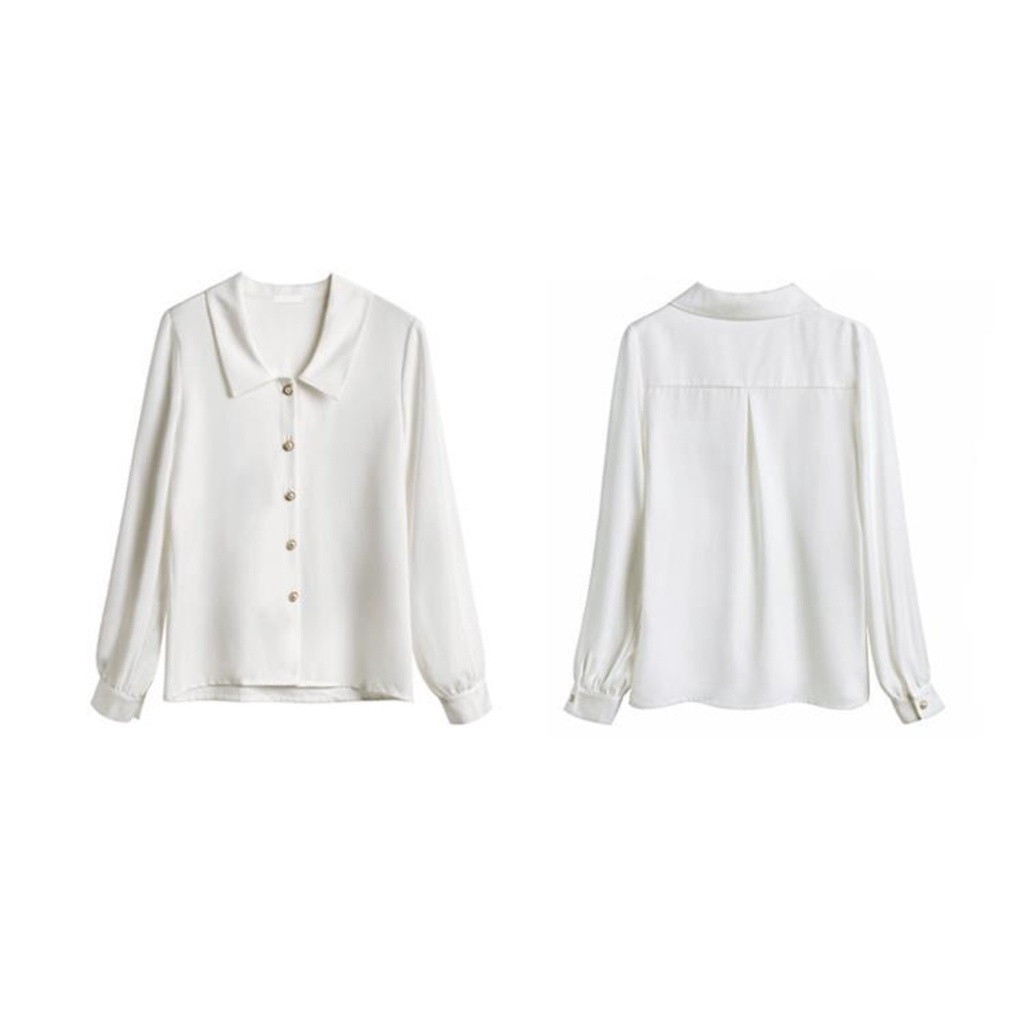 Áo Sơ Mi satin Dài Tay Phong Cách Hàn Quốc Thời Trang Xuân Thu Cho Nữ