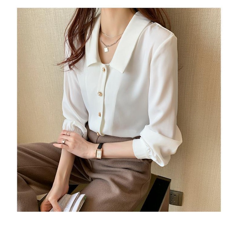 Áo Sơ Mi satin Dài Tay Phong Cách Hàn Quốc Thời Trang Xuân Thu Cho Nữ