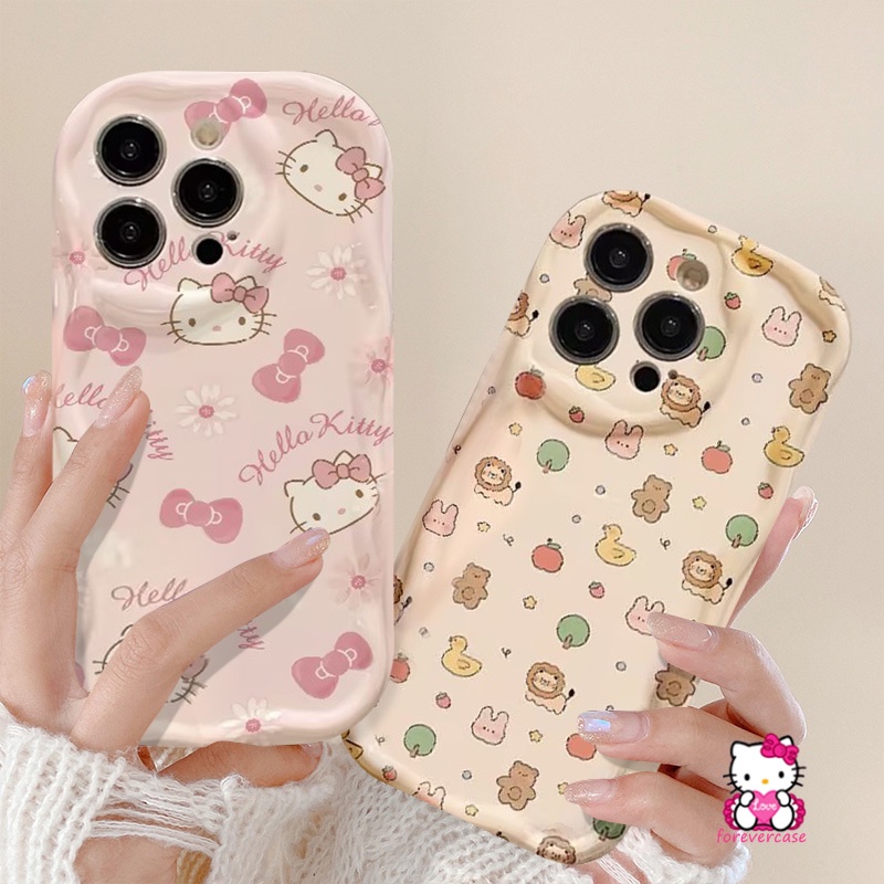 Hoạt Hình Ốp Điện Thoại Viền Cong Hình hello kitty 3d Cho iphone 11 14 12 13 pro max 7plus 8 6s 7 6 plus xr x xs max se 2020