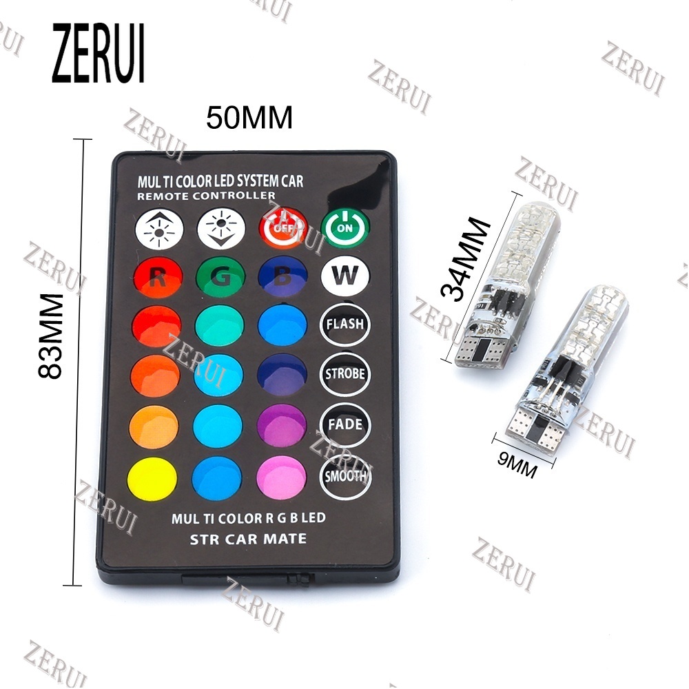 Zr Đèn led 6 Bóng 12v smd rgb Kèm Điều Khiển Từ Xa Dành Cho Ô Tô Xe Máy t10 5050 smd rgb