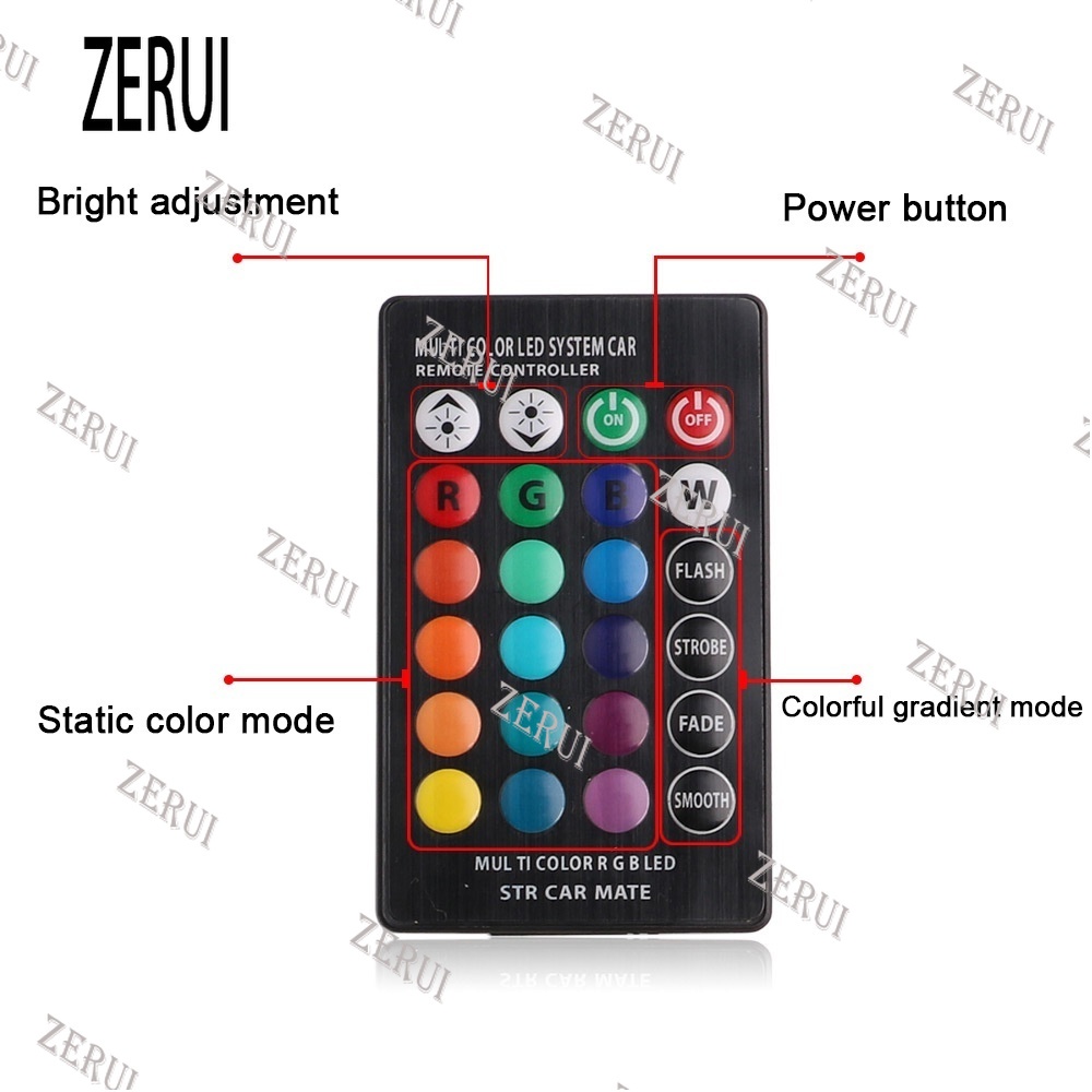 Zr Đèn led 6 Bóng 12v smd rgb Kèm Điều Khiển Từ Xa Dành Cho Ô Tô Xe Máy t10 5050 smd rgb