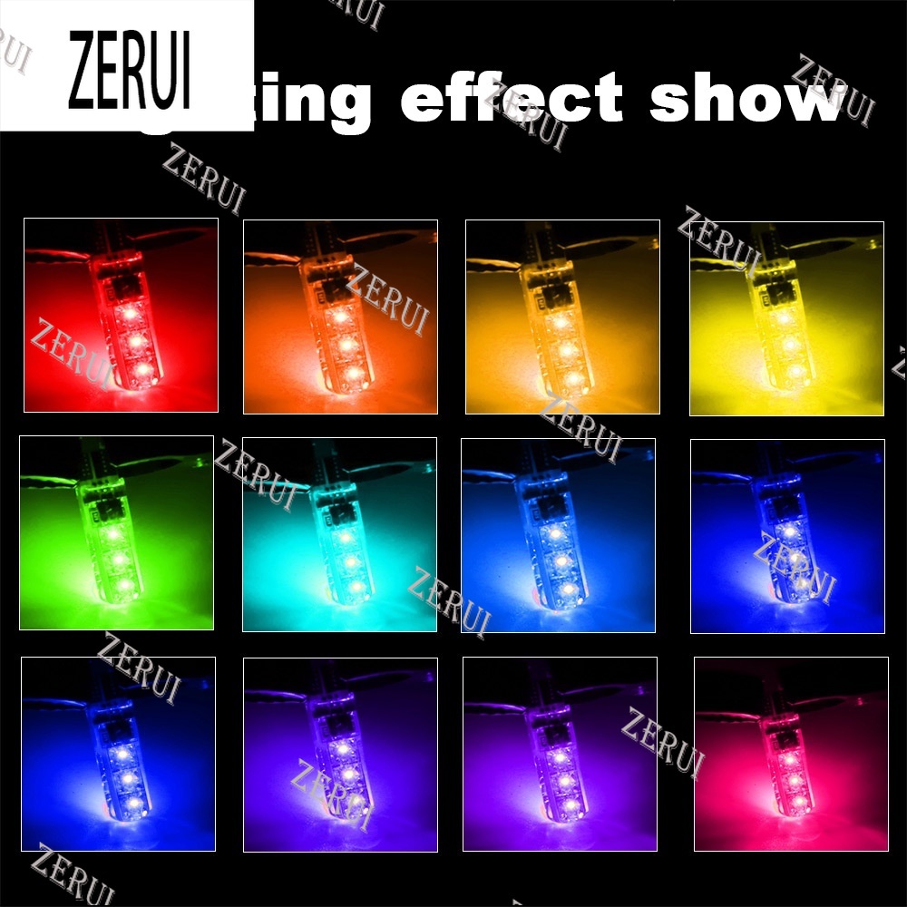 Zr Đèn led 6 Bóng 12v smd rgb Kèm Điều Khiển Từ Xa Dành Cho Ô Tô Xe Máy t10 5050 smd rgb