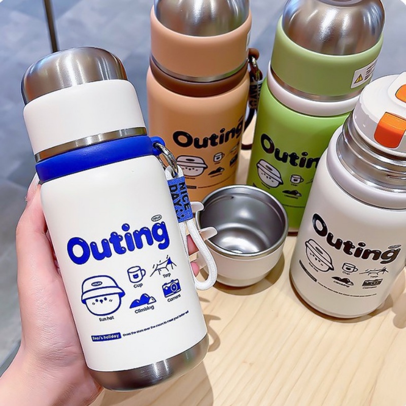 Bình Nước Cách Nhiệt Bằng Thép Không Gỉ 316 500ml Thiết Kế Dễ Thương Tiện Dụng Cho Học Sinh / Văn Phòng