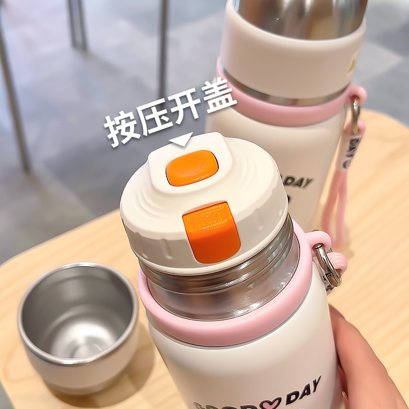 Bình Nước Cách Nhiệt Bằng Thép Không Gỉ 316 500ml Thiết Kế Dễ Thương Tiện Dụng Cho Học Sinh / Văn Phòng