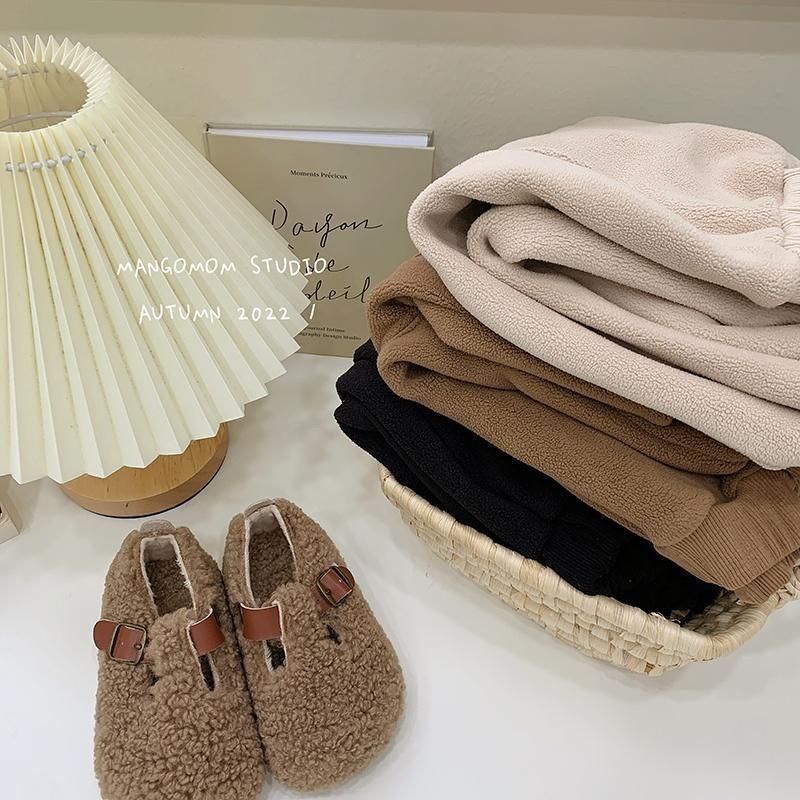 Quần Dài Vải Lông Cừu Màu Trơn Thời Trang 2023 Dành Cho Bé Trai Và Bé Gái