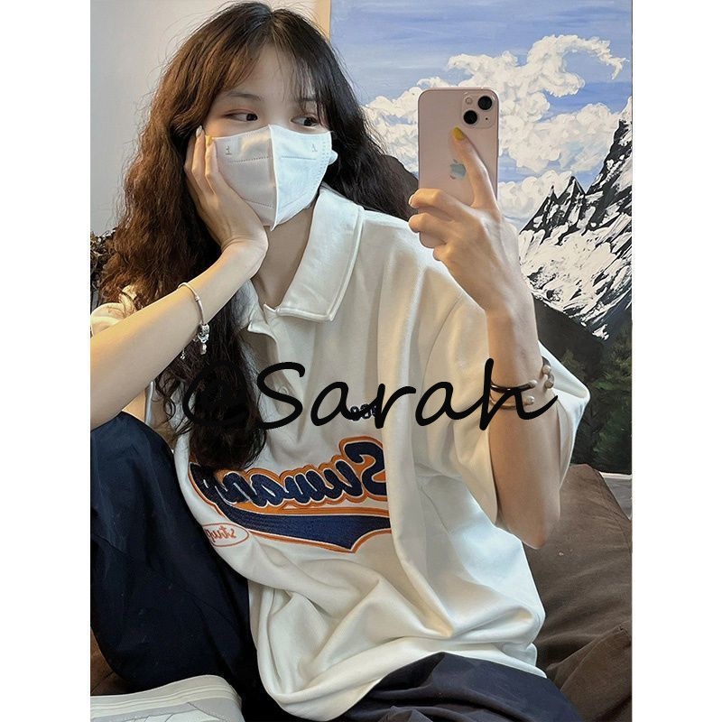 Sarah thun áo áo polo nữ Thời trang hàn quốc A23K05B 34Z230825