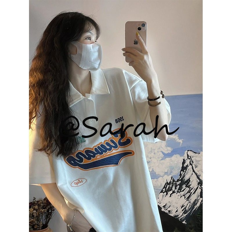 Sarah thun áo áo polo nữ Thời trang hàn quốc A23K05B 34Z230825