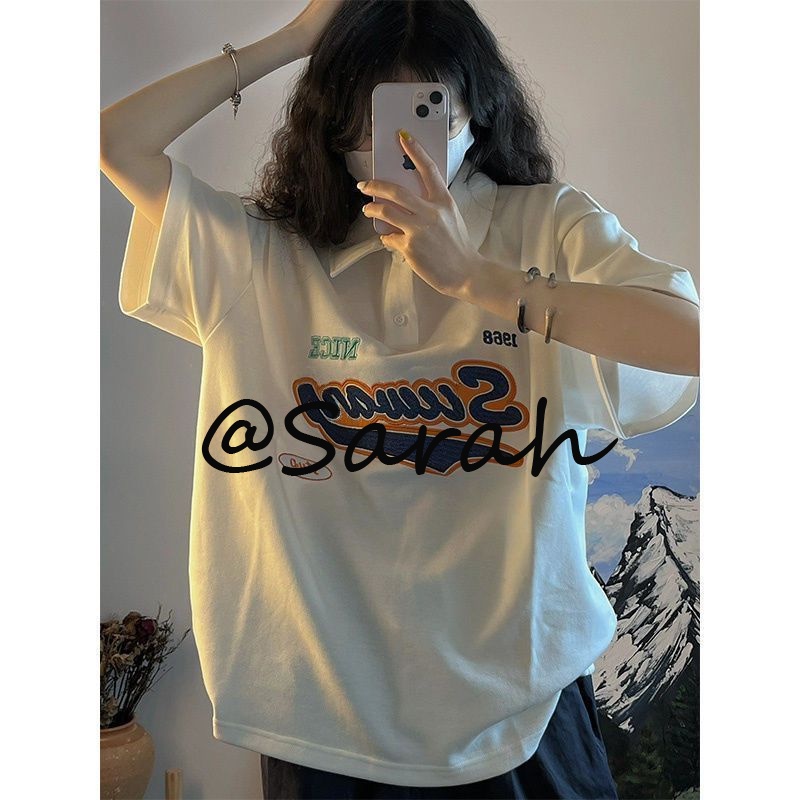 Sarah thun áo áo polo nữ Thời trang hàn quốc A23K05B 34Z230825