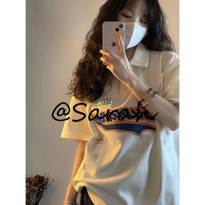 Sarah thun áo áo polo nữ Thời trang hàn quốc A23K05B 34Z230825