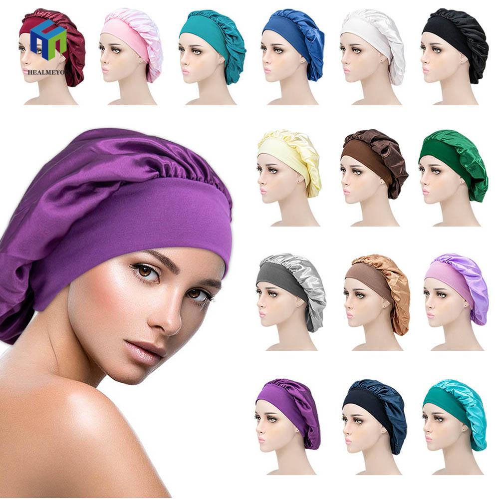 HEALMEYOU Mũ Trùm Tóc Khi Ngủ Bằng Lụa satin Co Giãn Chăm Sóc Tóc Cho Nữ