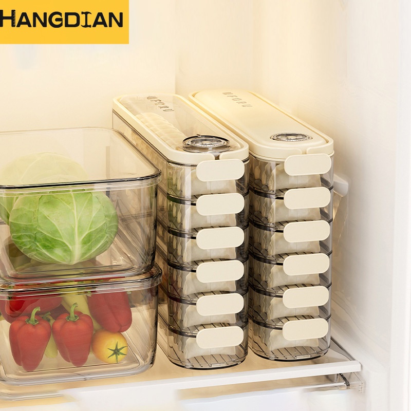 Hộp nhựa HANGDIAN nhiều tầng trong suốt chống dính dùng để đựng thực phẩm trong tủ lạnh
