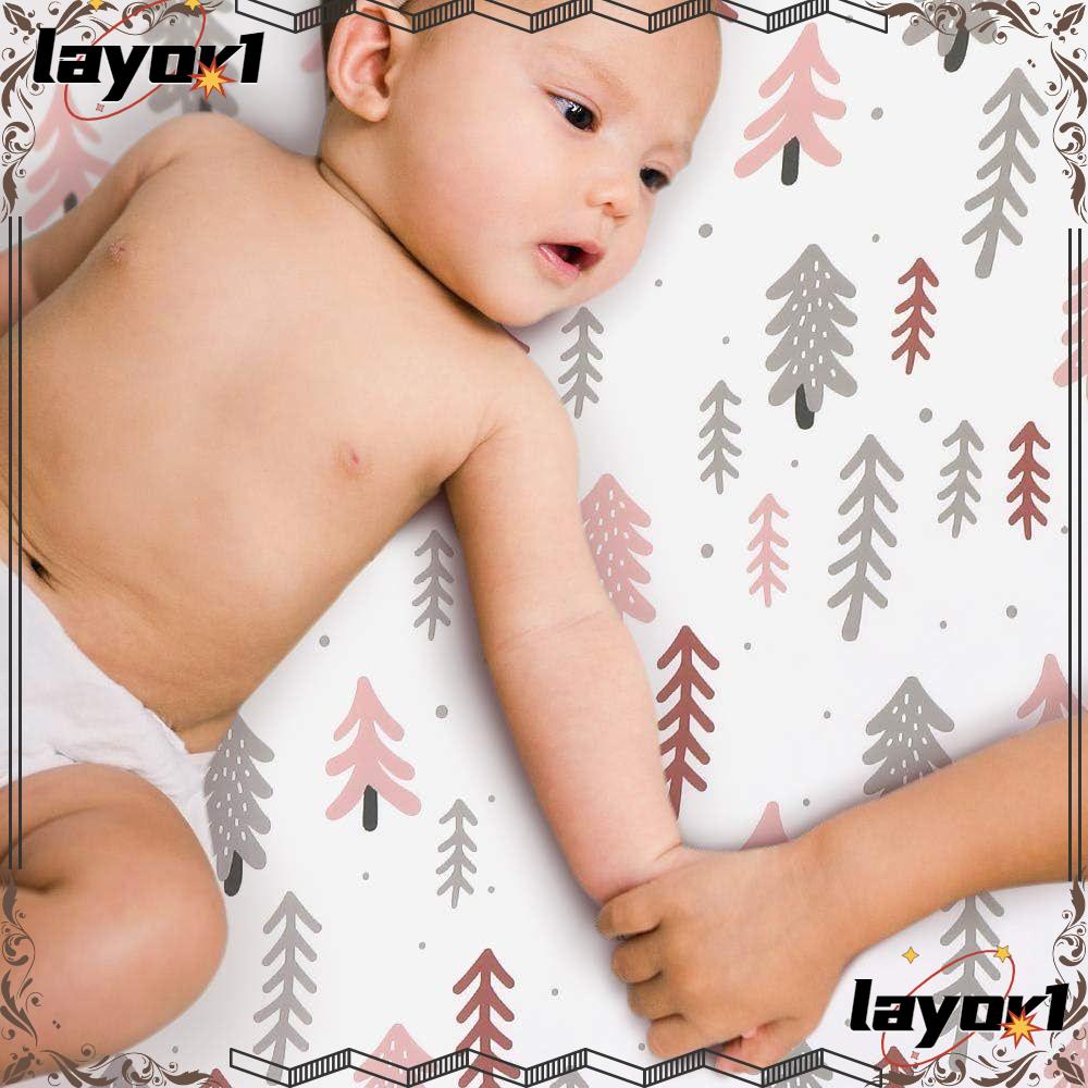 Layor1 Tấm Lót Cũi Em Bé Co Giãn Thoáng Khí In Họa Tiết Hoa Ấm Áp Thoải Mái