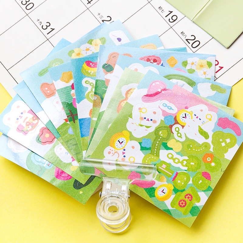 Mohamm Set 10 Tấm Sticker Dán Trang Trí Sổ Tay diy Hình Động Vật Dễ Thương Sáng Tạo