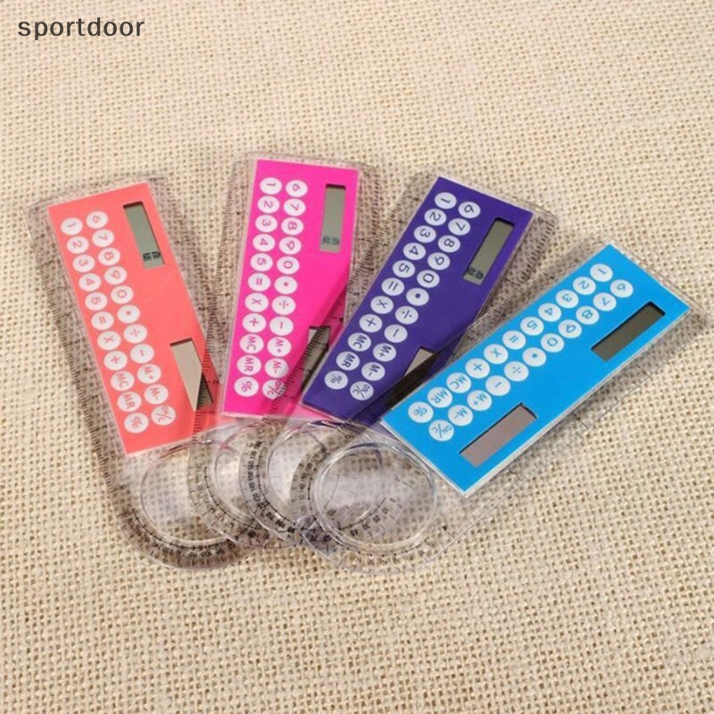Thước Đo Thẳng mini Siêu Mỏng Có Máy Tính Năng Lượng Mặt Trời 10cm Cho Văn Phòng Trường Học