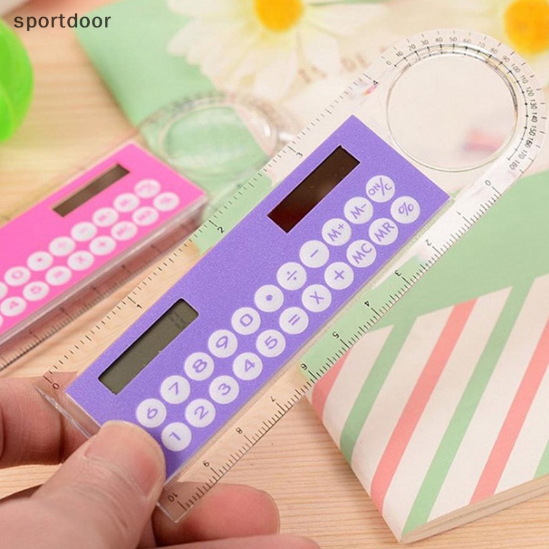 Thước Đo Thẳng mini Siêu Mỏng Có Máy Tính Năng Lượng Mặt Trời 10cm Cho Văn Phòng Trường Học