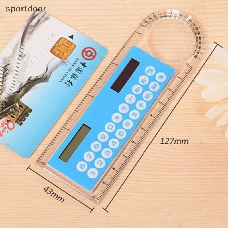Thước Đo Thẳng mini Siêu Mỏng Có Máy Tính Năng Lượng Mặt Trời 10cm Cho Văn Phòng Trường Học