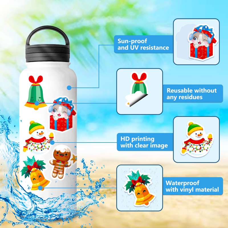 Dễ Thương sticker Dán Trang Trí laptop / Mũ Bảo Hiểm / Ván Trượt / guitar diy Họa Tiết Hoạt Hình Phong Cách Giáng Sinh