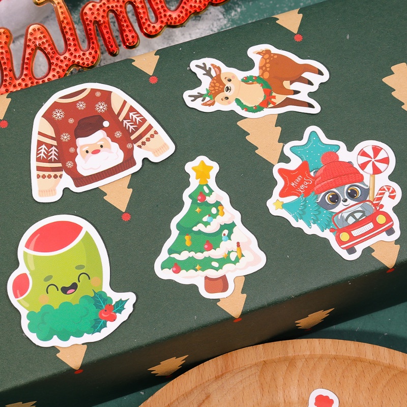 Dễ Thương sticker Dán Trang Trí laptop / Mũ Bảo Hiểm / Ván Trượt / guitar diy Họa Tiết Hoạt Hình Phong Cách Giáng Sinh