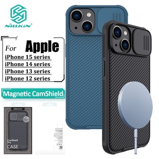 Nillkin Luxury Magnetic Case สำหรับ iPhone 15 Pro Max 14 Pro Max 13 Pro Max 12 Pro Max 14 15 Plus 13 Pro CamShield Pro Case กล้องสไลด์ป้องกัน TPU + PC กันกระแทกด้านหลัง