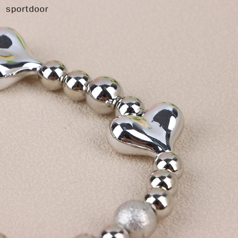 1 Dây Đeo Điện Thoại Ngắn Xỏ Hạt Nhựa Hình Trái Tim Màu Bạc Cho Nam Và Nữ