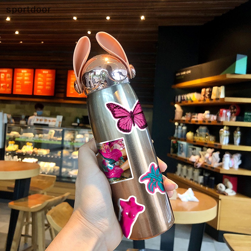 Set 50 Nhãn Dán Hoạt Hình barbie Màu Hồng Cá Tính Trang Trí Cốc Nước Máy Tính